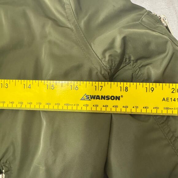Topshop Women's Long Sleeve‎ Full Zip Bomber Jacket 2 Green Pockets Lined - Picture 11 of 13